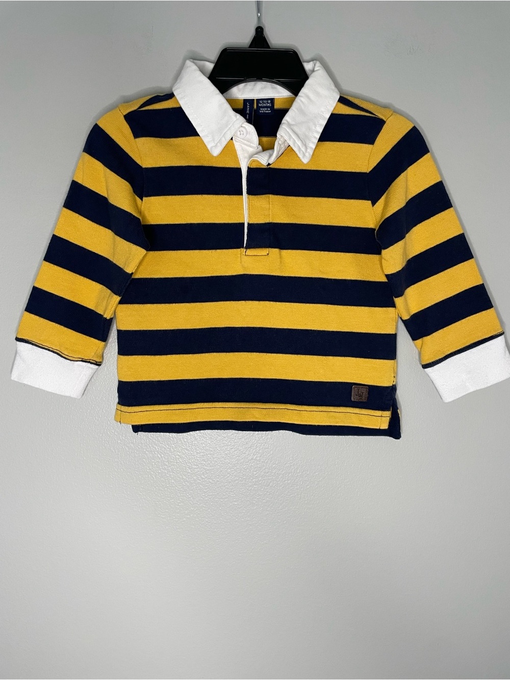 Janie and Jack Preppy Navy Blue and Yellow Stripe Rugby Shirt